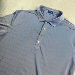 Stitch Golf Mens XL Blue Striped Short Sleeve Polo Shirt 4-Button Golf Top